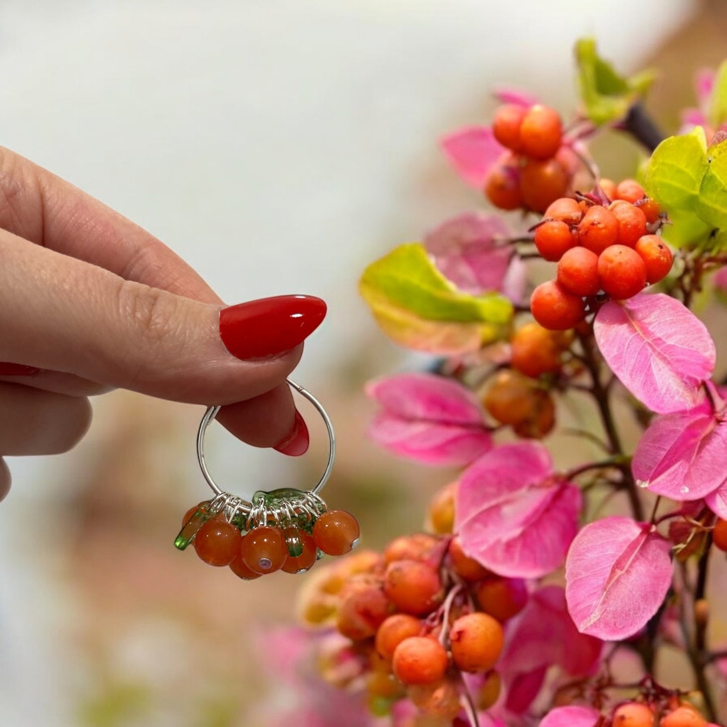 Rowan berry Loop earrings