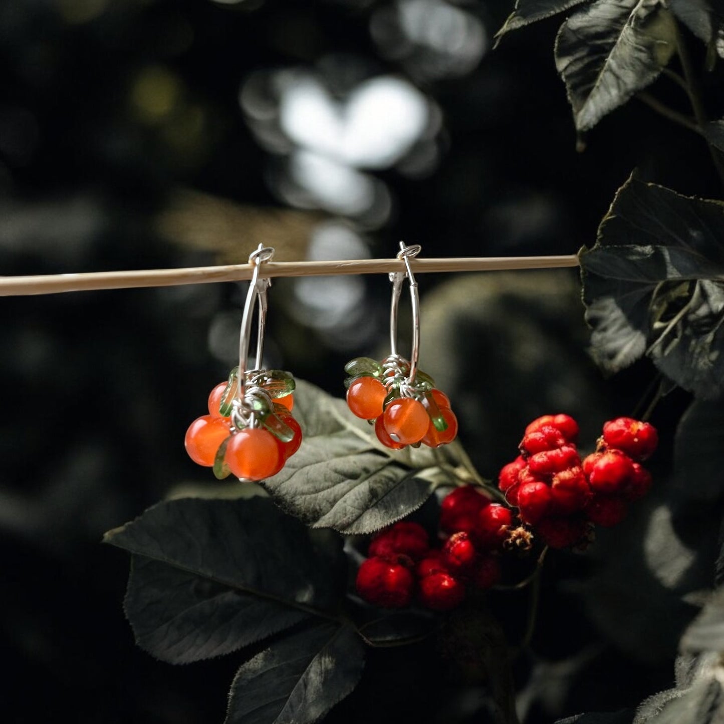 Rowan berry Loop earrings